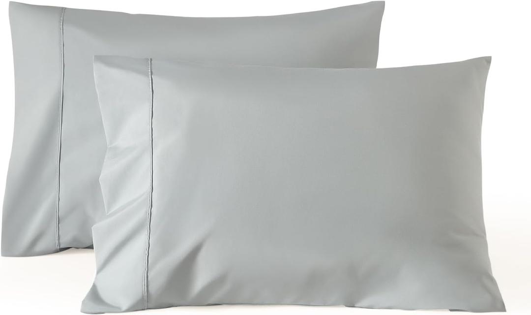 WINLIFE Standard Size Pillow Cases 2 Grey 100% Egyptian Cotton Standard Pillowcases Set of 2 (20''26''), Soft and Breathable Pillow Case, Grey