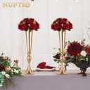 NUPTIO Flower Wedding Centrepieces for Tables - 6 Pcs 9.5in Diameter Crimson Artificial Flowers Rose Ball for Centerpieces Table - Fake Rose Arrangements for Weddings Birthday Party Decor