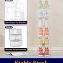 Kitsure Thicker & Sturdier Shoe Boxes - 12 Pack White Clear Plastic Foldable Storage Organizer with Magnetic Door, Reinforced Heavy-Duty Design for Sneakers, Toiletries & Accessories, 13.2"x9.8"x7.3"