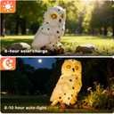 Solar Garden Statue - Outdoor Decor, Yard Decorations for Balcony, Backyard, Lawn Ornament - Unique Birthday & House Warming Gift for Women, Mom, Grandma - Cloud White Owl Figurine