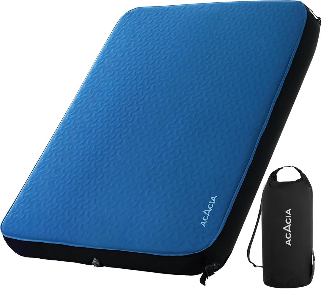 Acacia 4" Thick Self Inflating Sleeping Pad with Foam, Innovative Y-Shaped Telescopic Structure, Ultraportable Camping Air Mattress with Pump Sack, Easy Roll Up Sleep Bed for Travel Tent Car