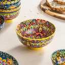 Henten Home Ceramic Dessert Bowls Set of 6, Bohemia 10 oz Snack Serving Bowl, Porcelain Colorful Bowls for Snack, Soup, Ice Cream, Decorative, Microwave & Dishwasher Safe