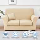 Stretch Sofa Cover Couch Covers, 4-Piece Loveseat Slipcovers with 2 Separate Cushion Cover & 1 Pillow Case, Washable Soft Spandex Furniture Protector for Living Room(Loveseat, Beige)