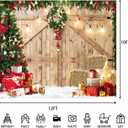 Christmas Barn Door Backdrop 10x12ft | Rustic Wooden Barn with Christmas Trees and Wreath Photography Background | Holiday Farmhouse Party Decor for Photoshoots, Cozy Winter Scene