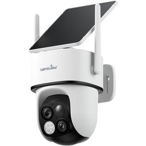 wansview Solar Camera Outdoor Wireless-2K 360PTZ Cameras for Home Security with Dual Lens, Solar Panel/Battery Powered, PIR Detection, Color Night Vision, 2.4Ghz Wi-Fi Only, Works with Alexa, B7 1P W