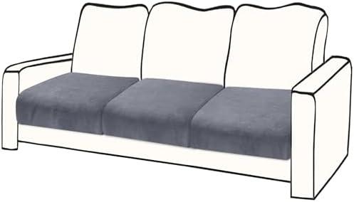 BT.WA Couch Cushion Cover Velvet 3 Pieces Seat Cushion Cover Stretch Sofa Covers Separate Sectional Sofa Slipcovers Furniture Protector (3-Seater or Backrest, Dark Grey)