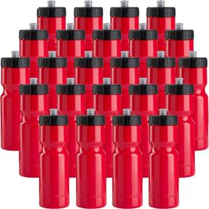 50 Strong Bulk Water Bottles 24-Pack 22 oz BPA-Free Sports Bottles with Easy-Open Pull Top Cap Made in USA Reusable & Top Rack Dishwasher Safe Brand