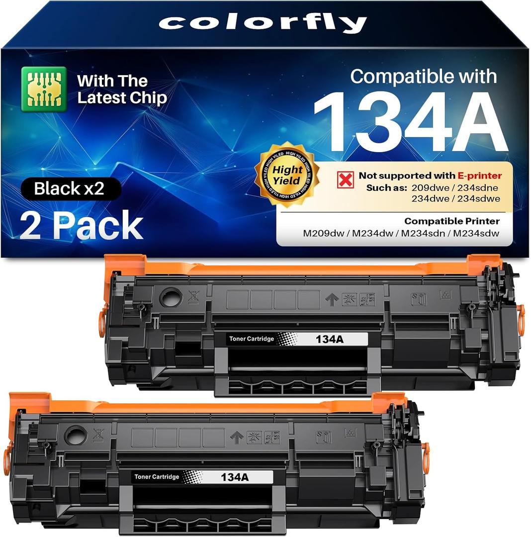 colorfly 134A Toner Cartridges with Chip Replacement for HP 134A Black Toner Cartridge W1340A Toner 134X Toner Work with LaserJet 209dw MFP M234dw M234sdw M234sdn Printer