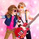 Yaomiao 4 Pcs Fake Microphone Plastic Bling Glitter Microphone Prop Sparkly Popular Singer Party Favors for Halloween Cosplay Supplies Disco Stage Party Favors
