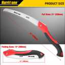 HURRICANE Folding Saw/10 Inch Pruning Implement/Wood-Cutting Gear/Camping Tree Cutter with SK5 Curved Blade/Triple-cut Razor Teeth/Outdoor Portable Cutter for Tree Trimming Gardening Hiking