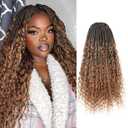 Toyotress Boho Crochet Braids Human Hair - 18 Inch 8 Packs Pre-Looped Miracle Knots Crochet Hair for Black Women, Ombre Brown Handmade Pre-Twisted Braiding Hair Extensions 18 Inch (Pack of 8), T30