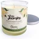 Pure Jasmine Scented Natural Soy Candle, Essential Fragrance Oils, 100% Soy, Phthalate & Paraben Free, Clean Burning, 9 Oz.