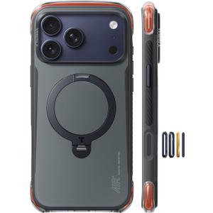 TORRAS Ostand Q3 Air Pro for iPhone 17 Pro Case, 360 Magnetic Stand, Fit for MagSafe, Dual Airbag Protection, Anti-Slip Shockproof Phone Case for iPhone 17 Pro, Black