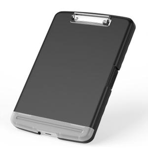 Rimilak Plastic Clipboard with Storage, 8.5 x 11 High Capacity Folio Nursing Case with Pen Holder, Size 14.2 x 9.6 x 1.2 Folder Side-Opening for Classroom, Teacher, Student, Smooth Writing, Black