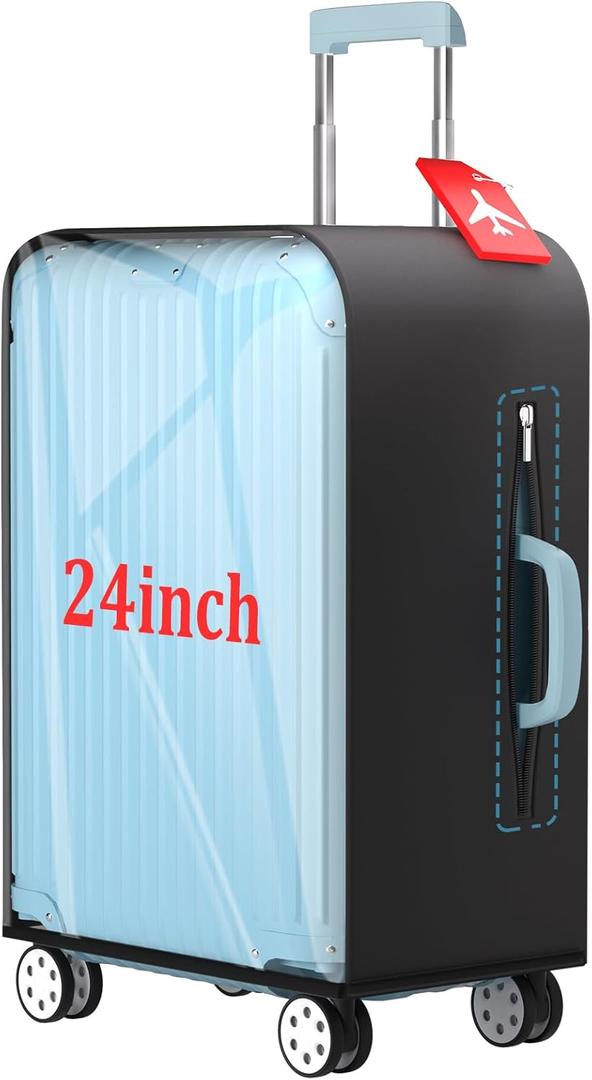 Clear PVC Suitcase Cover Protector, Thicken Luggage Cover for 24-26 Inch Suitcase Waterproof Dustproof Anti-scratch TSA Approved