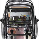 Clear Backpack for Girls Women Heavy Duty School BookBag Transparent Backpacks Stadium Approved See Through Backpack X-Large(Black)