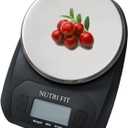 NUTRI FIT Digital Food Scale Small Kitchen Scales Weight in Grams and OZ for Cooking Baking Weight Loss, Stainless Steel Tare & Backlit LCD Display, Black
