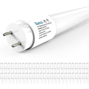 Sunco 50 Pack T8 LED Bulbs 4 Foot, 48 Inch Tube Light Bulbs Replacement, Single or Double Ended Hybrid Type A+B, 2400 LM, 20W, 5000K Daylight, Frosted Lens ETL.