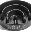 Ceramic Slow Feeder Dog Bowls Small Breed, 0.6 Cups Dog Food Dish for Fast Eaters, Puzzle Bowl for Small Dogs and Cats,Black