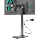 WALI Floor TV Stand with Power Outlet, Tall TV Stand Mount for 32-75 inch TV up to 110 lbs, Swivel and Height Adjustable TV Stands with Wood Base for Bedroom, Office(TVDVD-7P), Black