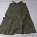 Amazhiyu Womens Pure Linen Summer V Neck Midi Spaghetti Strap Slip Dress with Pockets, M