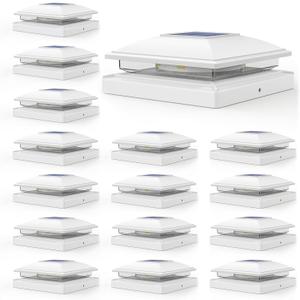 APONUO Pack of 16 Solar Post Cap Lights, 2 Modes(Warm/Cool Light) Outdoor Waterproof Fence Post Solar Lights, Solar Powered Garden, Patio, Deck Decor for 4x4, 5x5, 5.5x5.5 Wood & Vinyl Posts, White