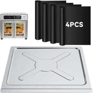 Crumb Tray Compatible with Emeril Lagasse 26 Qt Extra Large French Door Air Fryer, Replacement Crumb Tray with 4 Pcs Oven Liners, Accessories for Emeril Lagasse 26 Qt Air Fryer