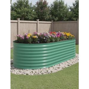 GarveeLife 8x4x2Ft Oval Galvanized Steel Raised Garden Bed - Durable Outdoor Metal Planter Box for Vegetables, Flowers, Herbs - Rust-Resistant, Easy Assembly, Green