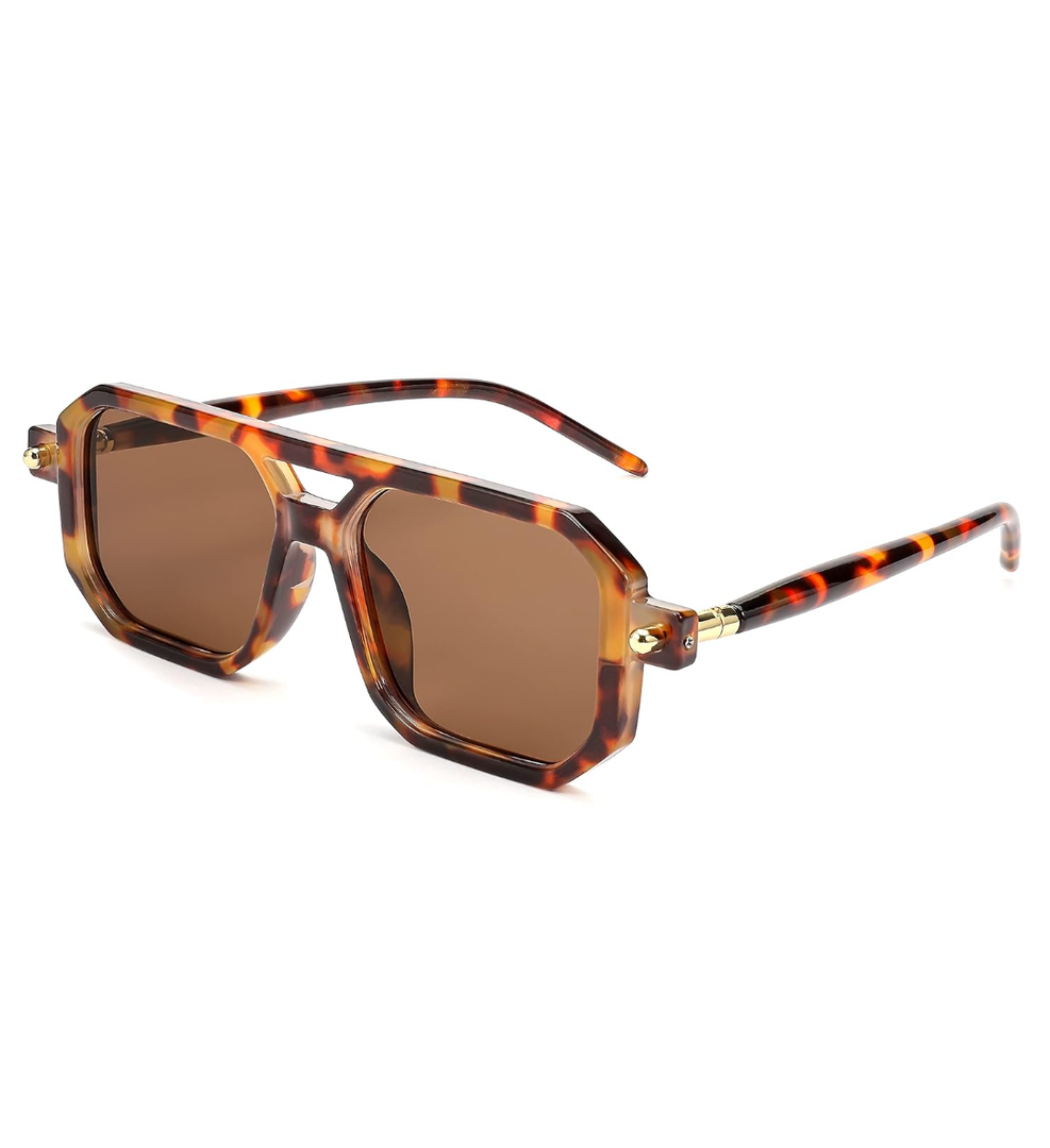 FEISEDY Vintage Square 70s Flat Aviator Sunglasses Women Men Classic Retro Stylish Frame UV400 Sunglasses B2622