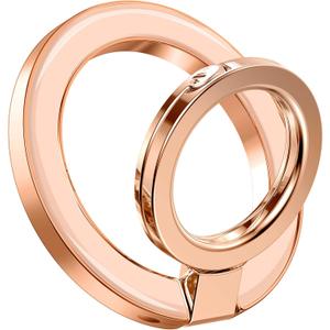 GVIEWIN Magnetic Phone Ring Holder, Compatible with MagSafe Phone Grip with Adjustable Stand, Magnet Phone Ring Kickstand for iPhone 17/16/15/14/13/12 Pro Max Plus Air/Other Phones (Clear/Orange)