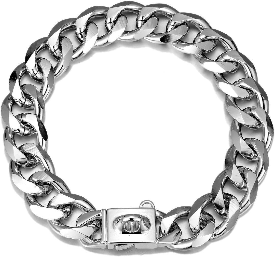 23mm High Polished Metal Cuban Link Chain Collar with Latch Closure - Ultra Lightweight & Durable - Sizes (12-26) - Perfect for Dogs & Fashion Accessories (20 Inch)