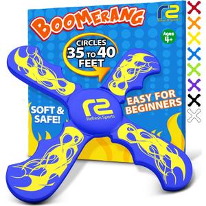 Fun Boomerang for Kids - Soft & Easy to Use - Outdoor Toys for Kids or Adults - Best Gifts for 6 7 8 9 10 Year Old Boys & Girls + 2026 Top Toys for Boys Age 8-12 - Fun Outdoor Toy for Boy Gift Ideas (Blue)
