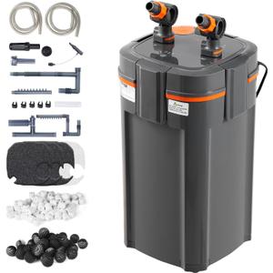 VEVOR Aquarium Filter 317GPH, 4-Stage Canister Filter 75-100 Gallon, Ultra-Quiet Internal Aquarium Filter with UV Protection, Submersible Power Filter with Multiple Function for Fish Tanks, 12W