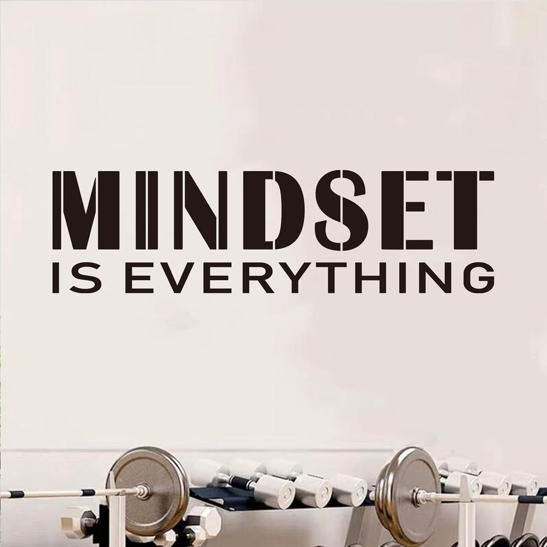Motivational Quotes Wall Stickers for Office: Gym Inspirational Positive Vinyl Art Wall Decals for Classroom School - Mindset is Everything 25" X 7" (Small)