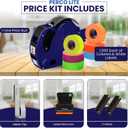 Perco Lite 1 Line Price Gun with Labels Kit - Includes 1 White Roll, 1 Gun Clip, 6 Multicolored Rolls, 2 Ink Rollers, 1 Ink roll and Labels Pre-Loaded
