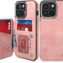 GUERNICA for iPhone 15 Wallet Case with RFID Blocking Card Holder for Women Men, Kickstand Shockproof Phone Case for iPhone 15 (6.1"), Pink
