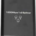 1 to 2 Ethernet Splitter, High Data Throughput, USB Cable Powered, Premium Materials, Wide Compatibility, Ethernet Splitter with 1000Mbps for Cat5/5e/6/7/8 Cable, RJ45 Splitter