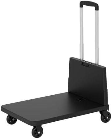 Folding Trolley for Moving, 330 lbs Heavy Duty Luggage,4 Wheel Foldable,Expandable Platform with Bungee Cord, Portable Moving Utility Carts Cart Utility Carts Trolley Cart, (Black, L)