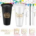 Birthday Party Tumblers 24 oz Squad Plastic Tumblers with Lid and Straw for 20th 30th 40th 50th 60th Birthday Decorations Favor for Women Adults(White, Black,6 Pcs)