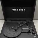 Victrola Journey Bluetooth Portable Suitcase Record Player  with Built-in Speakers, 3 Speed Vinyl Record Player, RCA Out, Headphone Jack (Black)
