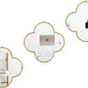 DECANIT Decorative Wall Mirrors Set of 3,Gold Clover Hanging Mirrors with Scalloped Frame for Living Room, Bedroom & Entryway, Accent Wall Decor