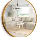 NeuType Round Mirror Circle Mirror Metal Framed Wall Mirror Large Vanity Hanging Decorative Mirrors for Entryway Living Room Bedroom Bathroom Home Modern (Gold, 70cm)