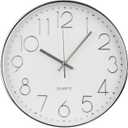 Wall Clock 10 Inch Non-Ticking Silent Modern Simple Style Round Decor Clock Silver Stereoscopic Dial Quartz Wall Clocks for Home/Office/School/Living Room/Bedroom/Kitchen