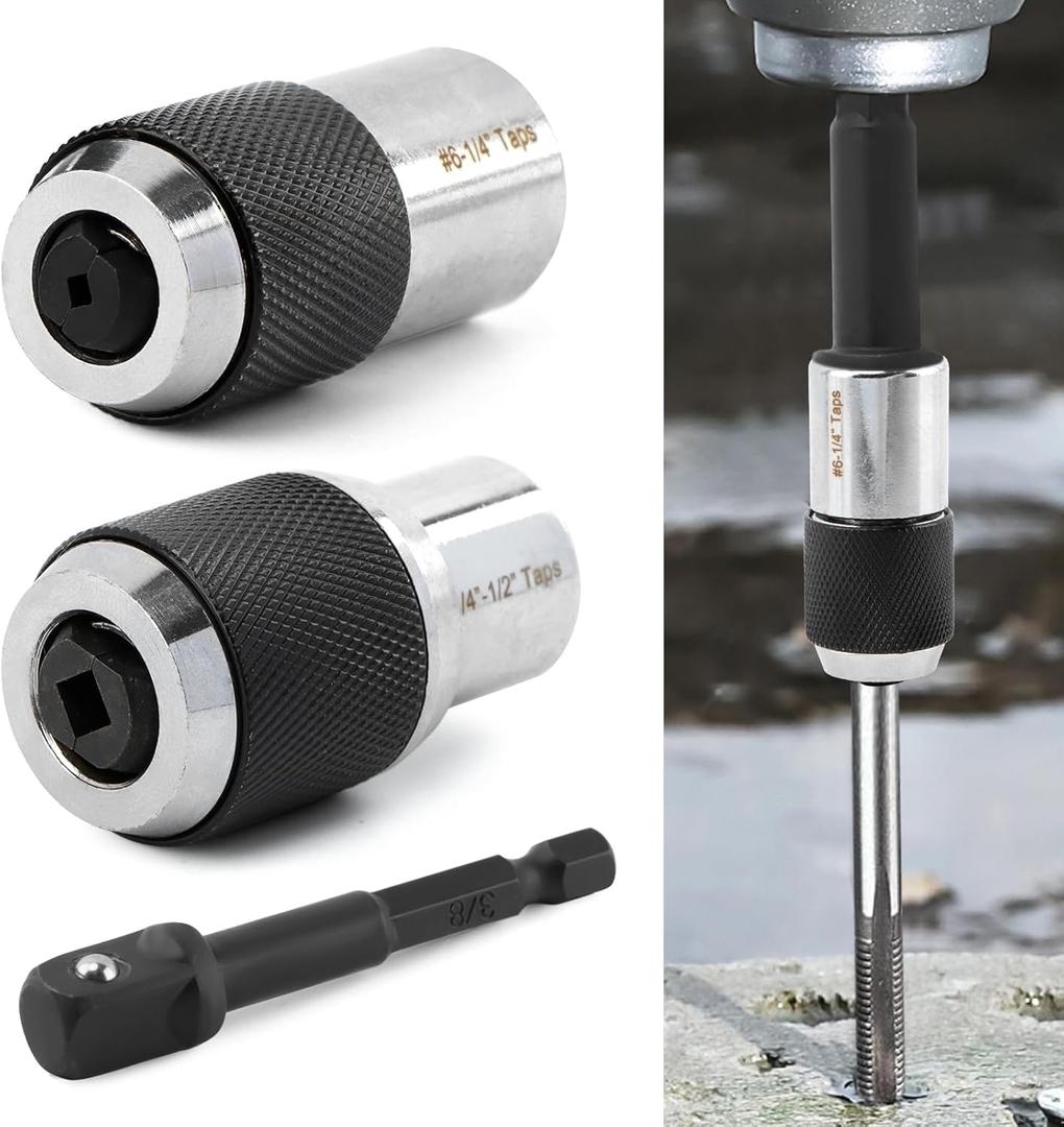 Tap Socket Set, 2pcs Tap Sockets With 1pc 3/8" Socket Adapter, Adjustable Taps Extractor Tool, Durable Threading-Tap Extractors for Taps Reamers Screw Extractors(COLOR:Black)
