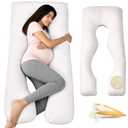 Leinuosen Organic Kapok U-Shape Pregnancy Pillow Natural Kapok Fiber Filled Maternity Pillows with Breathable Cotton Shell for Full Body Support, Hip & Back Pain Relief