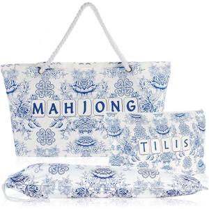 3 Pcs Empty Mahjong Bag Set for Tiles and Racks American Mahjong Case Travel Bag Tote Carrying Bags Cute Mah Jong Accessories Mahj Rack Storage Bags Carrying Case (Elegant)