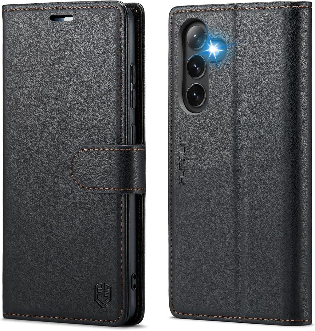for Samsung Galaxy S24 Plus/S24+ Wallet Case with RFID Blocking Credit Card Holder, PU Leather Flip Kickstand Protective Shockproof Cover Women Men for Samsung S24Plus Phone case (Black)