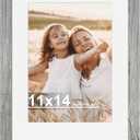 11x14 Picture Frame with Real Glass - 8x10 Wooden Frame with Mat, Horizontal and Vertical Display for Wall or Tabletop (Grey, 1 Pack)