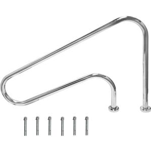 DOEL Stainless Steel 48x30 Swimming Pool Stair Rail with Easy Mount Base, Humanized Silver Rustproof Handrail for In-ground Pools