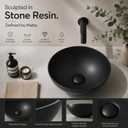 13 Inch Stone Resin Bathroom Vessel Sink, Black Round, 13 x 13 x 5.8 inches